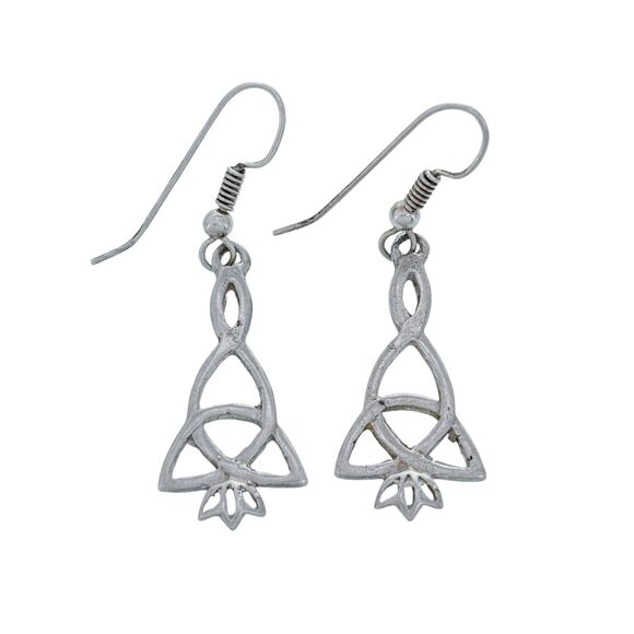Vintage T Sterling Silver 925 Celtic Knot Dangle Earrings - Picture 1 of 5